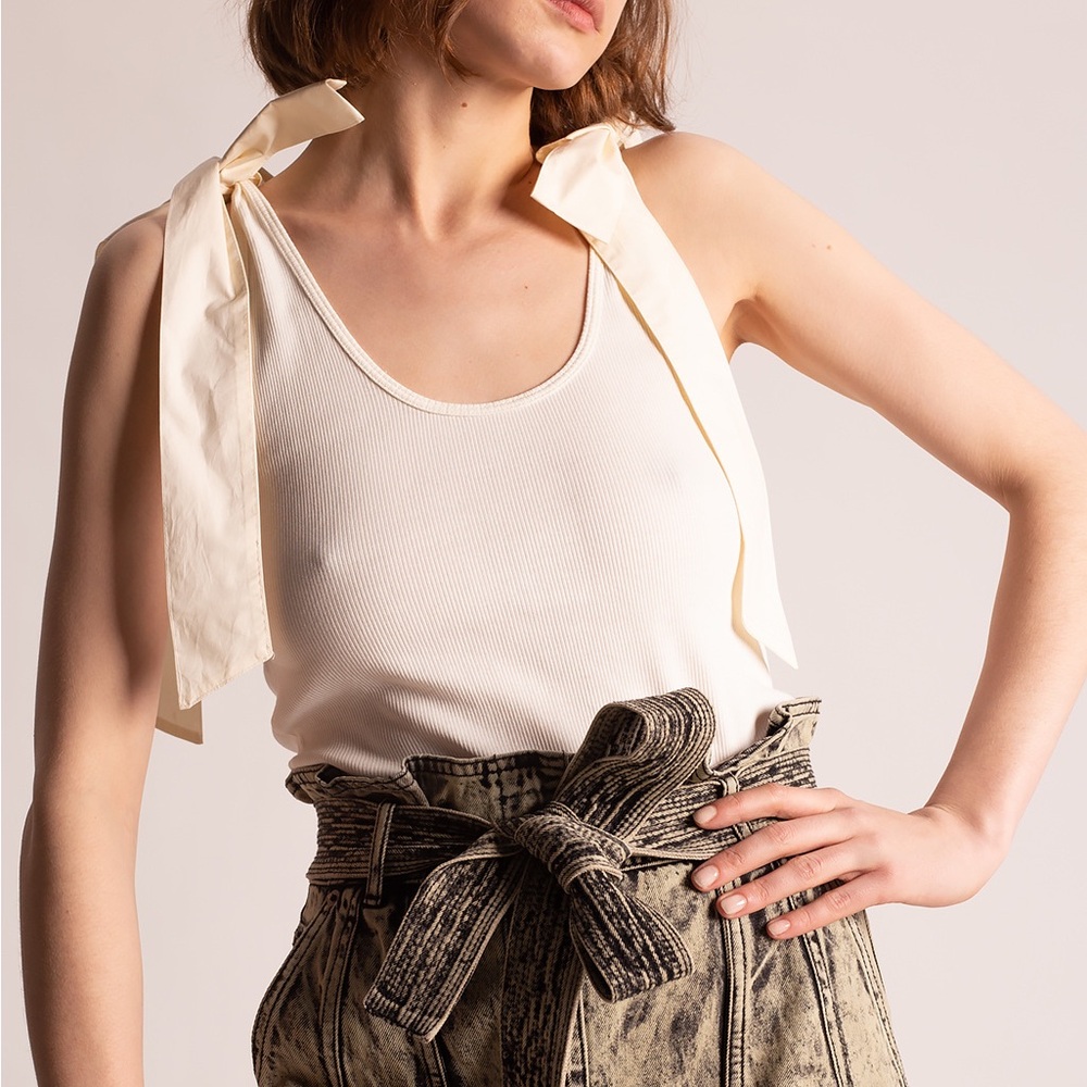 Ulla Johnson Bailey Cream Tank Top with Bows